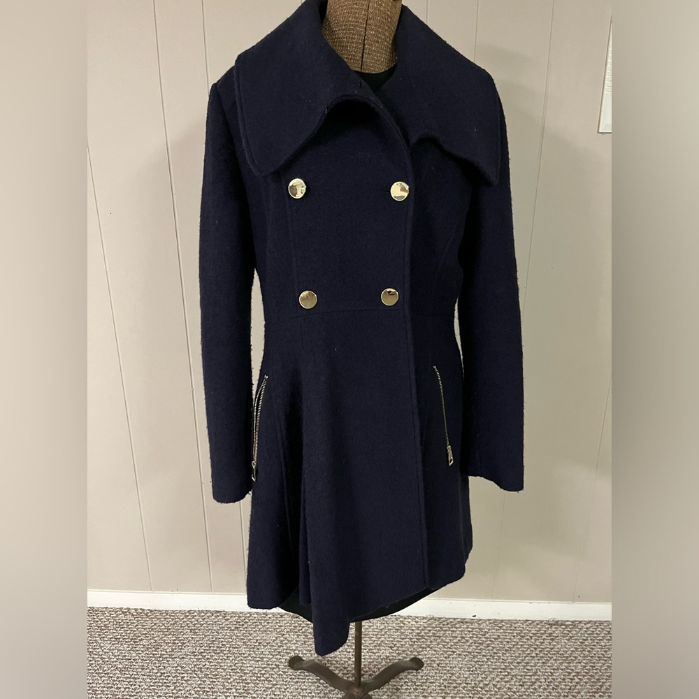 Guess Navy Blue Wool Pea Coat